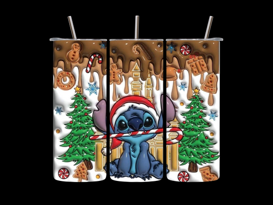 Stitch 3 Christmas Theme 20 oz Skinny Tumbler