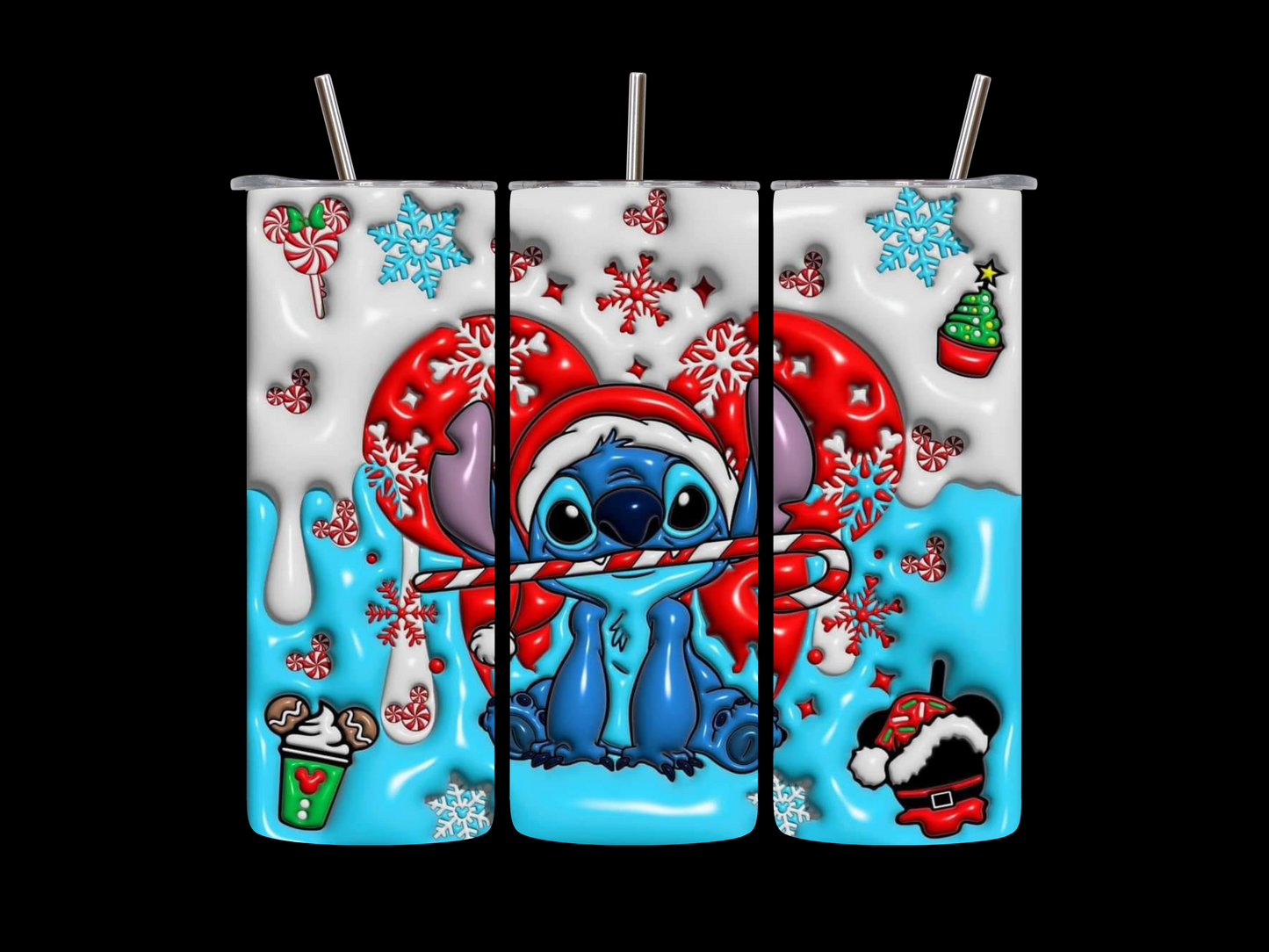 Stitch 2 Christmas Theme 20 oz Skinny Tumbler