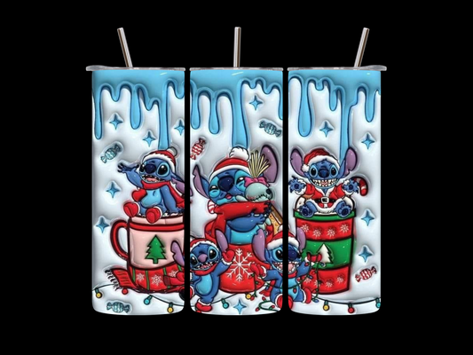 Stitch Christmas Theme 20 oz Skinny Tumbler