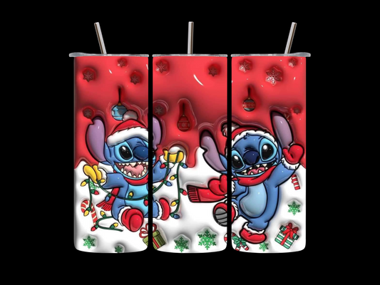 Stitch 5 Christmas Theme 20 oz Skinny Tumbler