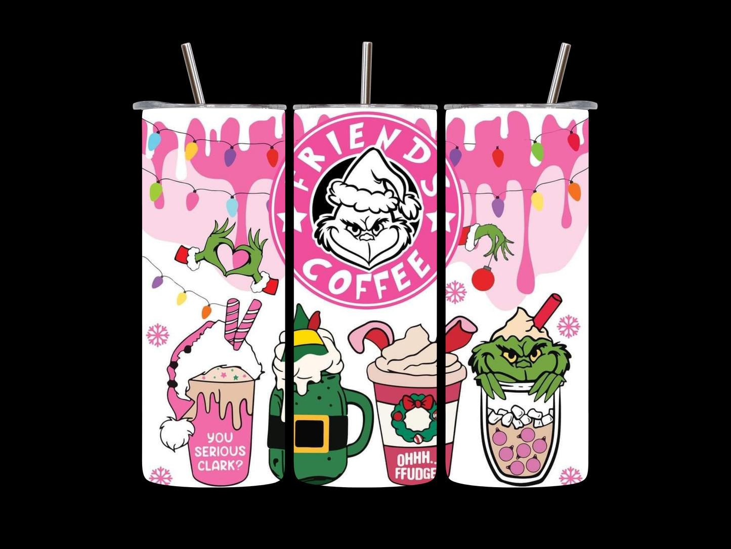 Grinch Pink 4 Christmas 20 oz Skinny Tumbler