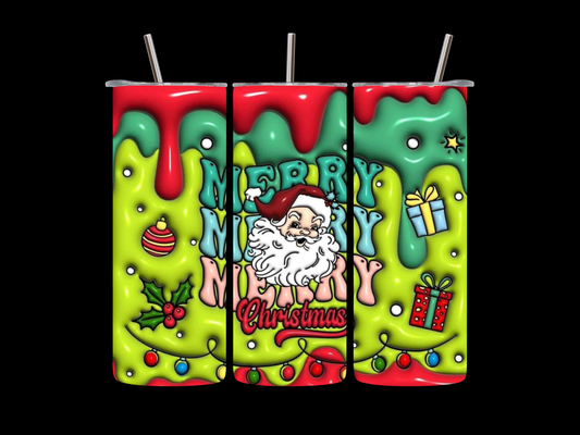 Merry Christmas Santa Theme 20 oz Skinny Tumbler