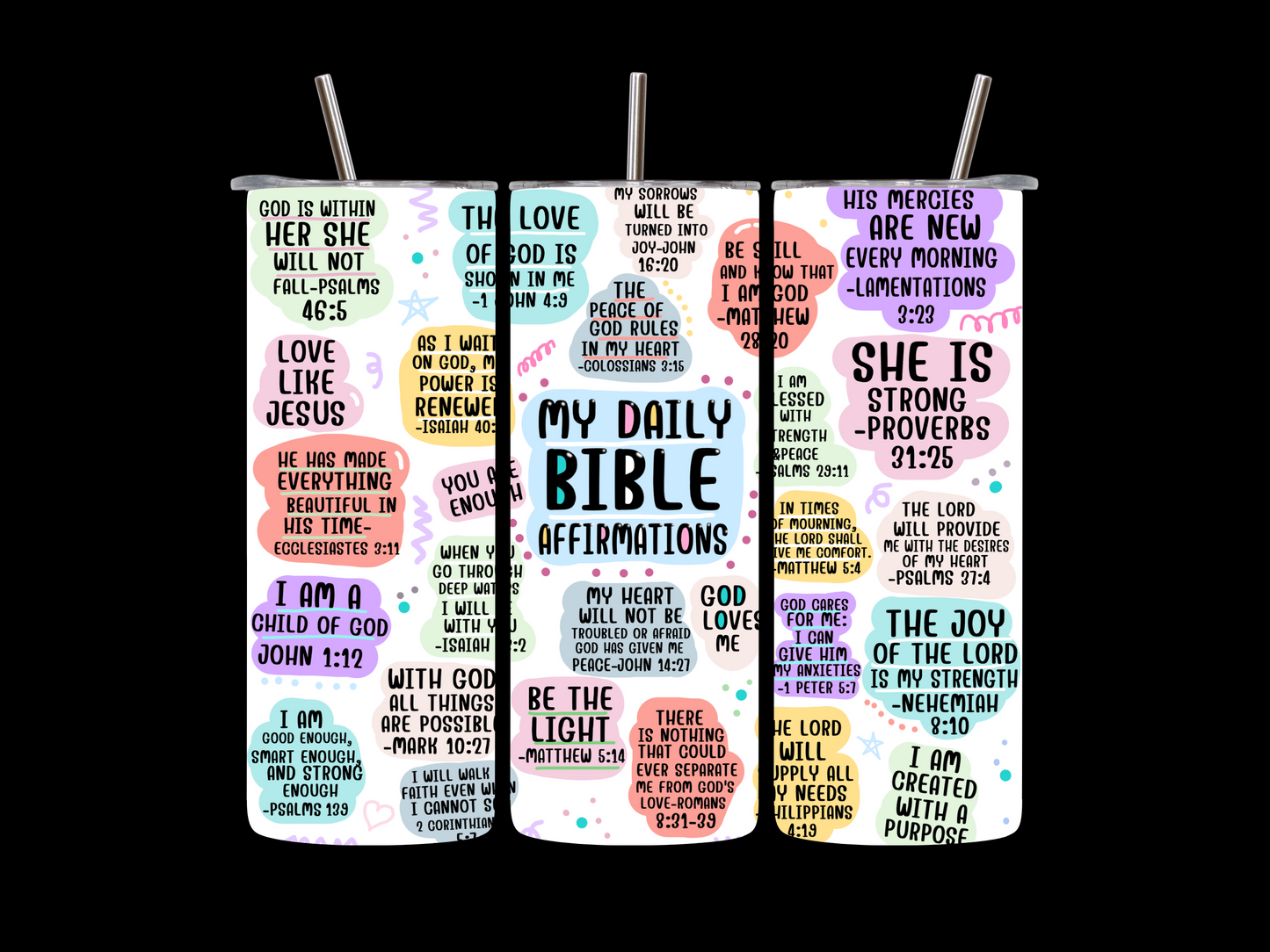 Daily Bible Affirmations  20oz  skinny tumbler